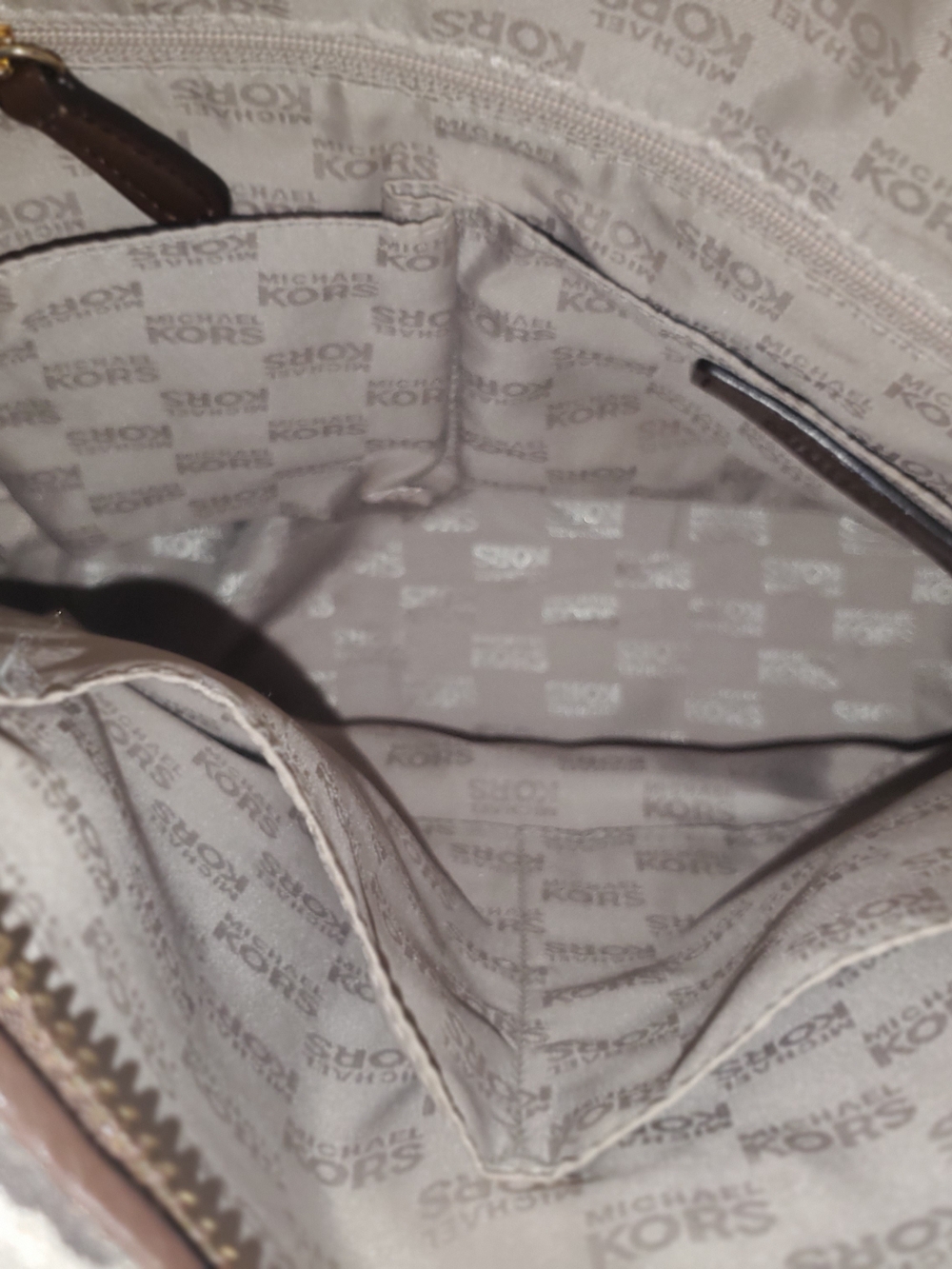Michael Kors Brown and Cream Zebra-Print Canvas Tote with Leather Trim - Picture 13 of 16